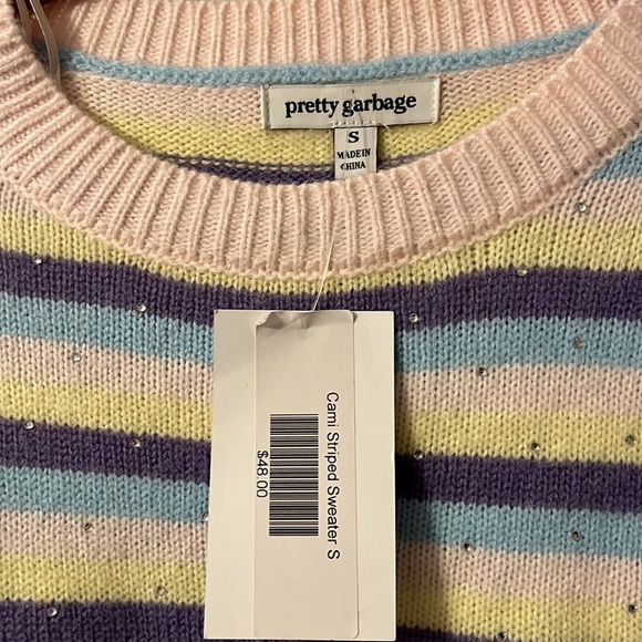 Pretty Garbage cropped sweater with rhinestones size S NWT - Picture 2 of 6